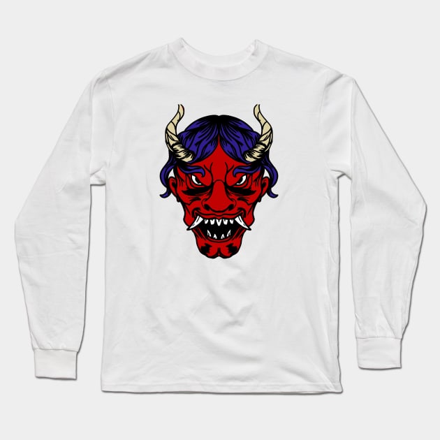 Awesome different style of kabuki mask Long Sleeve T-Shirt by khamidfarhan182